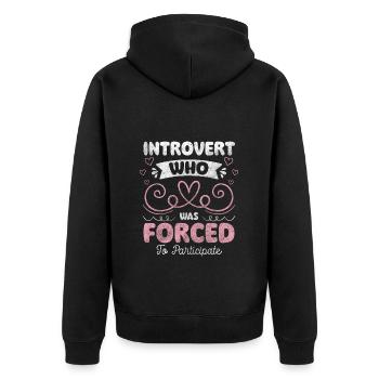 Introvertiert Sozialkontakt Nachdenken - Unisex Premium Bio Zip Hoodie - Schwarz - Hinten - Nico (187cm)
