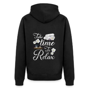 Relaxation Relax Recreation Excursion - Unisex Premium Organic Zip Hoodie - black - Back - Nico (187cm)