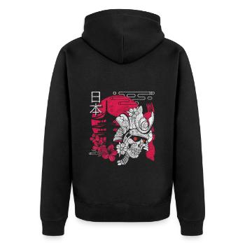 Orient Fabelwesen Katana Nerd - Unisex Premium Bio Zip Hoodie - Schwarz - Hinten - Nico (187cm)