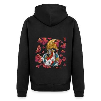 Asia Dragon Ninja Rising Sun - Unisex Premium Organic Zip Hoodie - black - Back - Nico (187cm)