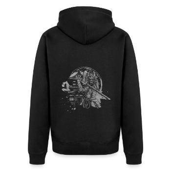 Japanese Symbol Ninja Aikido - Unisex Premium Organic Zip Hoodie - black - Back - Nico (187cm)