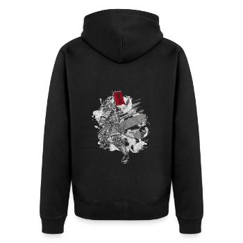 Asien Samurai Legenden Aikido - Unisex Premium Bio Zip Hoodie - Schwarz - Hinten - Nico (187cm)