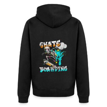 Sprayer Wand Haus Leben - Unisex Premium Bio Zip Hoodie - Schwarz - Hinten - Nico (187cm)