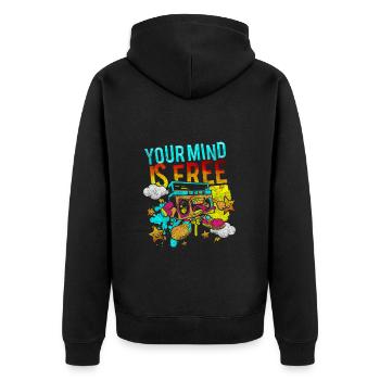 Sprayer U-Bahn Design Art Design - Unisex Premium Bio Zip Hoodie - Schwarz - Hinten - Nico (187cm)