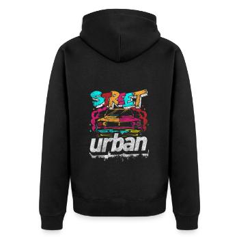 Aérosol Mur Néon Coloré - Veste à capuche bio Premium Unisexe - noir - Dos - Nico (187cm)
