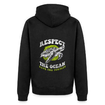 Turtle Reptile Cute - Unisex Premium Organic Zip Hoodie - black - Back - Nico (187cm)