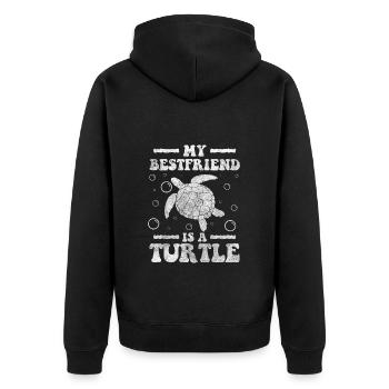 Turtle Nature Sea Creatures Slow - Unisex Premium Organic Zip Hoodie - black - Back - Nico (187cm)