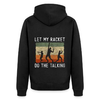 Tennis Sport Schläger Platz - Unisex Premium Bio Zip Hoodie - Schwarz - Hinten - Nico (187cm)