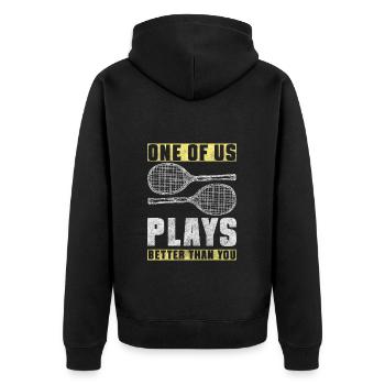 Tennisball Sport Schlagen Platz - Unisex Premium Bio Zip Hoodie - Schwarz - Hinten - Nico (187cm)