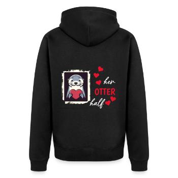 Otter half liebe geschenk - Unisex Premium Bio Zip Hoodie - Schwarz - Hinten - Nico (187cm)