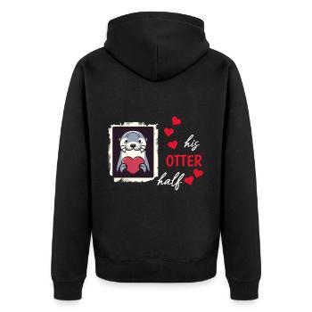 Otter half liebe geschenk - Unisex Premium Bio Zip Hoodie - Schwarz - Hinten - Nico (187cm)