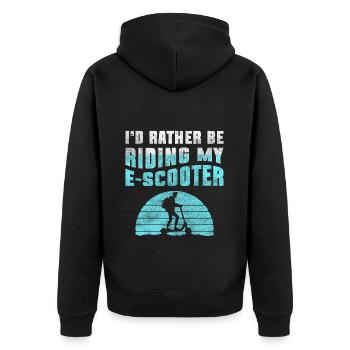Rollerfahrer Hybrid Kinder Speed - Unisex Premium Bio Zip Hoodie - Schwarz - Hinten - Nico (187cm)