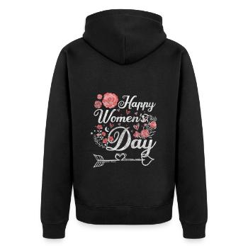 Women's Day Celebrating Strength Future - Unisex Premium Organic Zip Hoodie - black - Back - Nico (187cm)