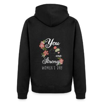Women's Day Women's Power Feminine Society - Unisex Premium Organic Zip Hoodie - black - Back - Nico (187cm)