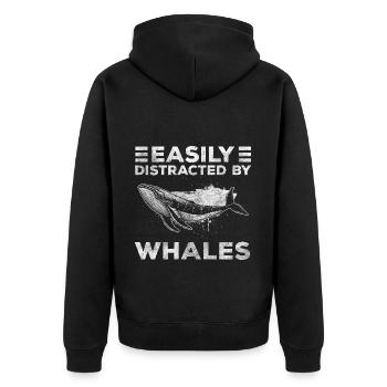 Wale Meeresbewohner Tierschutz Fische - Unisex Premium Bio Zip Hoodie - Schwarz - Hinten - Nico (187cm)