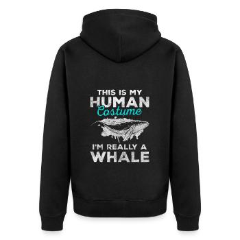 Wale Meeresbewohner See - Unisex Premium Bio Zip Hoodie - Schwarz - Hinten - Nico (187cm)