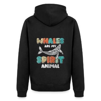 Wale Ozean Tier Taucher - Unisex Premium Bio Zip Hoodie - Schwarz - Hinten - Nico (187cm)