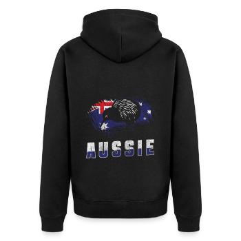 Outback Tiere Urlaubsland - Unisex Premium Bio Zip Hoodie - Schwarz - Hinten - Nico (187cm)
