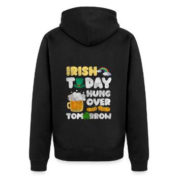 Irland Bier Tourismus - Unisex Premium Bio Zip Hoodie - Schwarz - Hinten - Nico (187cm)