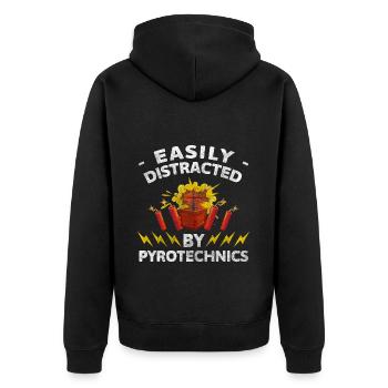 Pyrotechnik Knaller Highlight - Unisex Premium Bio Zip Hoodie - Schwarz - Hinten - Nico (187cm)