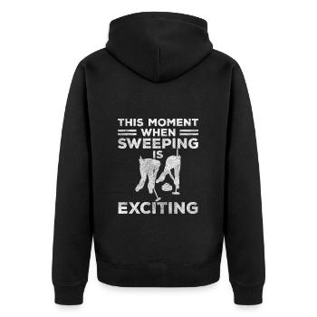 Curling Team Stöcke - Unisex Premium Bio Zip Hoodie - Schwarz - Hinten - Nico (187cm)