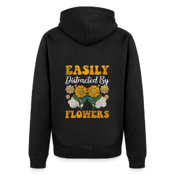 Natur Geruch Lieben Blüte - Unisex Premium Bio Zip Hoodie - Schwarz - Hinten - Nico (187cm)