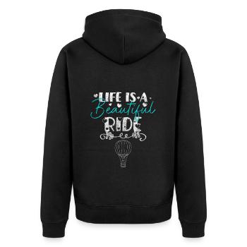 Ballon Ballonfahrt Spaß Reise - Unisex Premium Bio Zip Hoodie - Schwarz - Hinten - Nico (187cm)