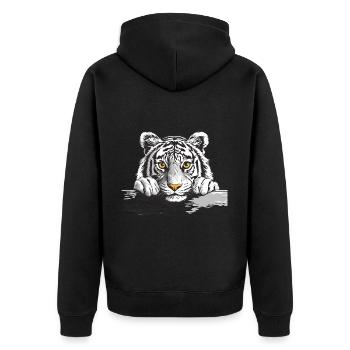 Tiger - Unisex Premium Bio Zip Hoodie - Schwarz - Hinten - Nico (187cm)