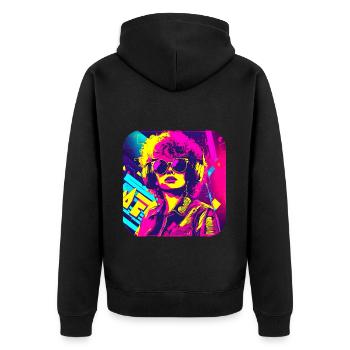 80s Retro Radio Star - Unisex Premium Organic Zip Hoodie - black - Back - Nico (187cm)