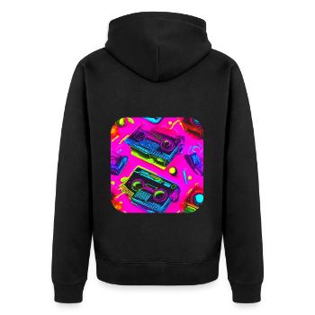 80s Retro Radio Star Party - Unisex Premium Organic Zip Hoodie - black - Back - Nico (187cm)