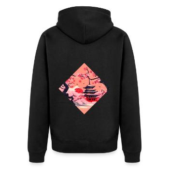 Japon Tour du Monde Temples Culture - Veste à capuche bio Premium Unisexe - noir - Dos - Nico (187cm)