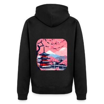 Japon Tour du Monde Temples Culture - Veste à capuche bio Premium Unisexe - noir - Dos - Nico (187cm)