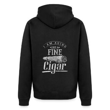 Cigar Smoker Gentlemen Lifestyle Whiskey - Unisex Premium Organic Zip Hoodie - black - Back - Nico (187cm)