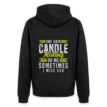 Kerzen Hobby Romantiker Wachs - Unisex Premium Bio Zip Hoodie - Schwarz - Hinten - Nico (187cm)