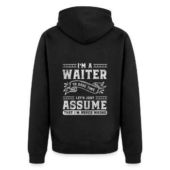 Waiter Specialist Funny Profession Service - Unisex Premium Organic Zip Hoodie - black - Back - Nico (187cm)