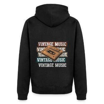 Cassette Radio 80s Vintage Childhood - Unisex Premium Organic Zip Hoodie - black - Back - Nico (187cm)