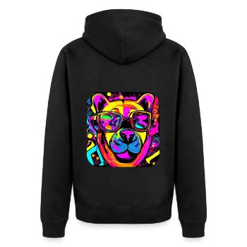 Enseigne au néon style ours - Veste à capuche bio Premium Unisexe - noir - Dos - Nico (187cm)