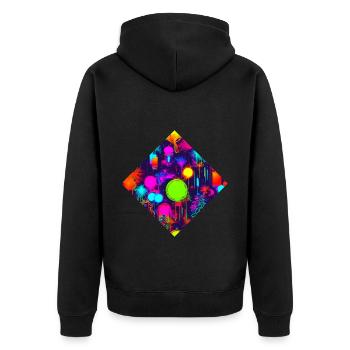 Neon Stil UV House Style - Unisex Premium Bio Zip Hoodie - Schwarz - Hinten - Nico (187cm)