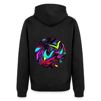 Neon Abstrakt Style Trend Glow Party - Unisex Premium Bio Zip Hoodie - Schwarz - Hinten - Nico (187cm)