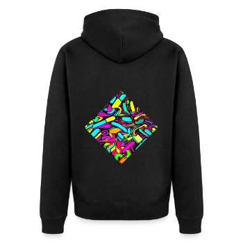 Neon Stil UV House Style - Unisex Premium Bio Zip Hoodie - Schwarz - Hinten - Nico (187cm)