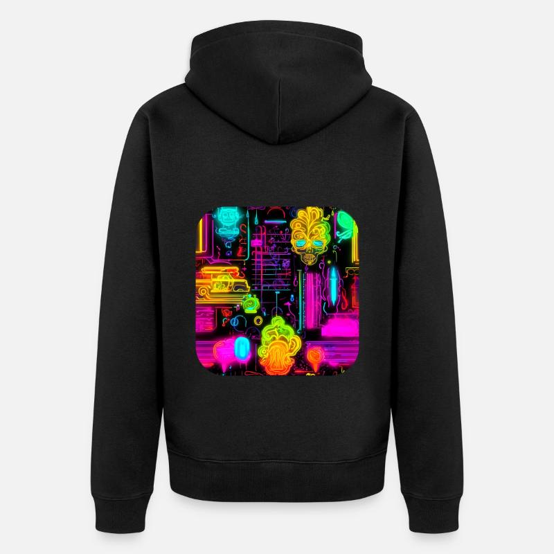 Néon style abstrait tendance UV - Veste à capuche bio Premium Unisexe - noir