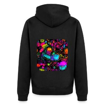 Neon Bright Colorful Creative Style Party - Unisex Premium Organic Zip Hoodie - black - Back - Nico (187cm)