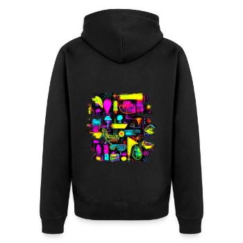 Neon Creative Cyberglow Modern Style - Unisex Premium Organic Zip Hoodie - black - Back - Nico (187cm)
