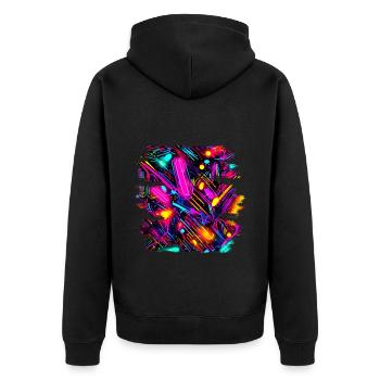 Neon Farben Bunt Kreativ Style Glow - Unisex Premium Bio Zip Hoodie - Schwarz - Hinten - Nico (187cm)