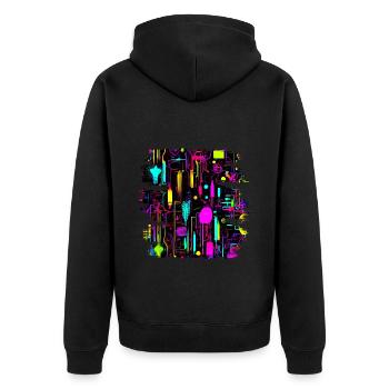 Neon Farben Bunt Kreativ Style Glow - Unisex Premium Bio Zip Hoodie - Schwarz - Hinten - Nico (187cm)