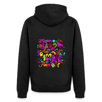 Neon Stil UV House Style - Unisex Premium Bio Zip Hoodie - Schwarz - Hinten - Nico (187cm)