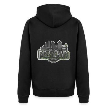 Oregon Portland Amerika Bundesstaat für Oregon - Unisex Premium Bio Zip Hoodie - Schwarz - Hinten - Nico (187cm)