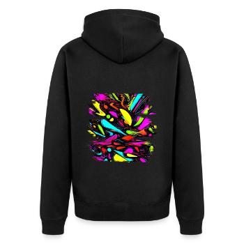 Neon Style 80s Retro Party Color Glow - Unisex Premium Organic Zip Hoodie - black - Back - Nico (187cm)