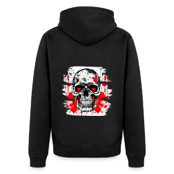 Totenschädel Tattoo Heavy Metal Rocker - Unisex Premium Bio Zip Hoodie - Schwarz - Hinten - Nico (187cm)