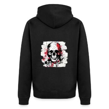 Totenschädel Tattoo Heavy Metal Rocker - Unisex Premium Bio Zip Hoodie - Schwarz - Hinten - Nico (187cm)